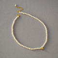 French Natural Pearls Jewelry Luxury Wish Genuine 6mm Pearl Necklace With 18K Gold Bead Charm