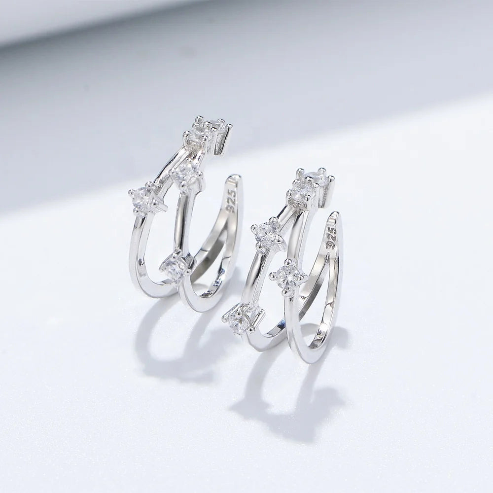 Retro Fashion Trend Jewelry S925 Silver Cuff Women No Piercing Ear Clip Earrings