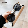 Boyarn Sunglasses Women's Trendy Korean Round Frame Sunglasses Personality Small Frame UV Protect Punk Steam Glass