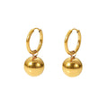 Women's Trendy 18K Gold Stainless Steel Bezel Set Dangle Earrings with Titanium Ball Pendant Elegant Charm for Gift