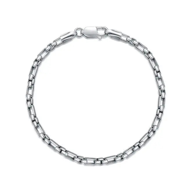 Fine Summer Jewelry 925 Sterling Silver 2.8mm Rounded Box Chain Anklets for Women