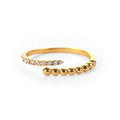 Dainty 18K Gold Plated Beads Layered Zircon Inlaid Stainless Steel Rings Minimalist Jewelry MegaBDM