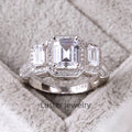 Luster Jewellery  Trilogy Design Cz Ring 925 Sterling Silverzircon Rings Women Emerald Cut Diamond Rings