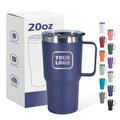 Customized Package Straw and Brushes 20oz Insulated Double Wall Stainless Steel Tumbler Powder Coating Regular Handle Plastic