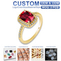 Fashion Bijoux Classic Gold Plated Ruby Zircon Women Rings Bride Wedding Memorial Gift Fine Jewelry Sterling Silver Ring