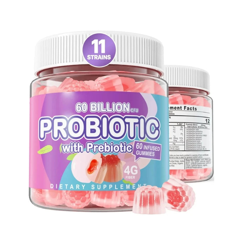 Vitamins Women Probiotics Gummies 60 Billion CFU Prebiotics Fiber Probiotics Gummies