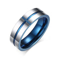 OAHLAN Customized 6mm Grooved Thin Blue Line Cross Tungsten Carbide Rings for Men Women Wedding Band Wholesale Dropshipping