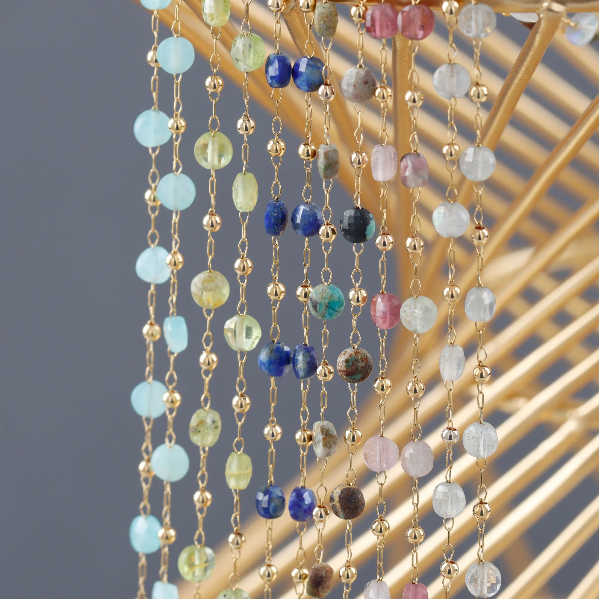 C262 1m/lot Multi-Color Stainless Steel Natural Stone Metal DIY Necklace Chain Jewelry Making Accessories Wholesale Bag Packed