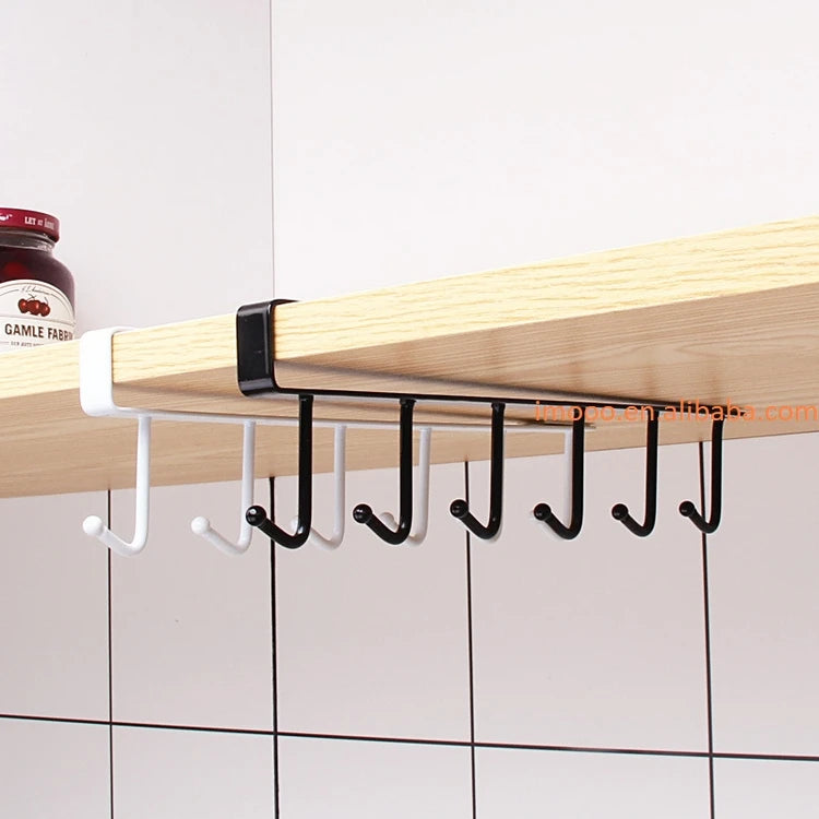 Factory Price Iron Cabinet Traceless Hook Six-Piece Storage Hanger Multi-Row Hook Wardrobe Kitchen Punch-free Traceless Hook