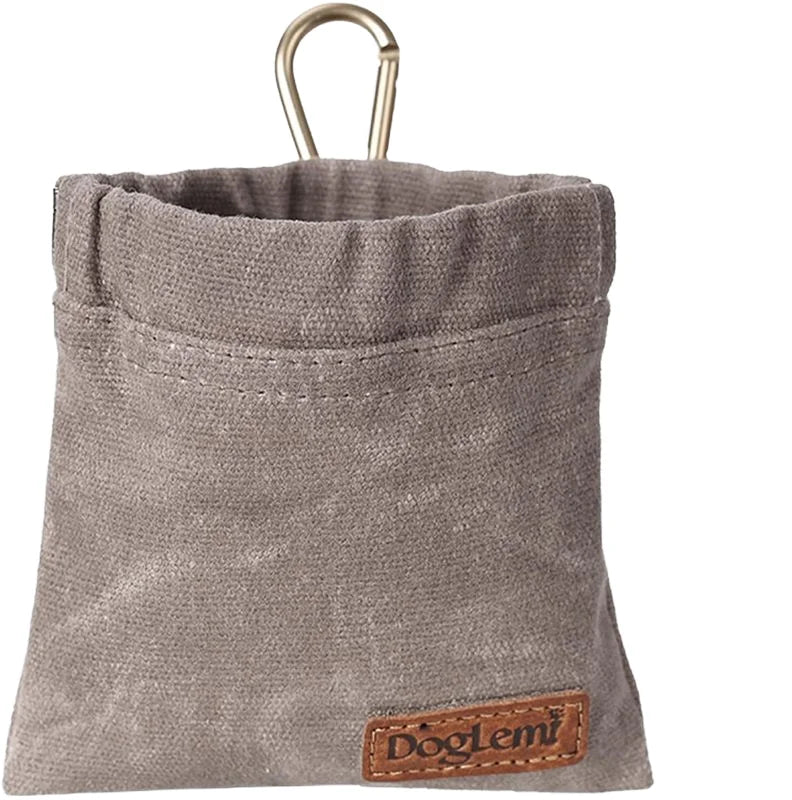 Vintage Waxed Canvas Dog Treat Pouch - Waterproof Portable Pet Training Snack Bag - Hands-Free Reward Pocket for Outdoor Walking MegaBDM