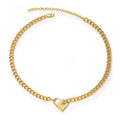 Simple Minimalist Jewelry Cubic Zirconia Lovers Locket Psj Brass Rhodium 18k Gold Plated Link Chains Charm Necklaces for Women