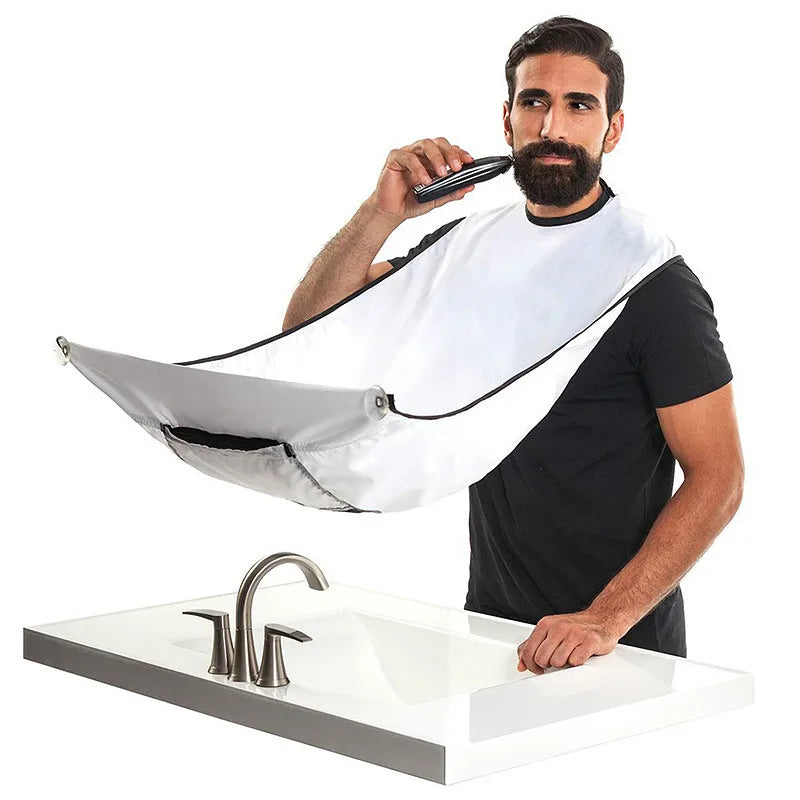 Wholesale Beard Catcher Cape Bib Hair Shave Beard Catcher Clean Care Waterproof Floral Cloth Mirror Suction Cup Apron