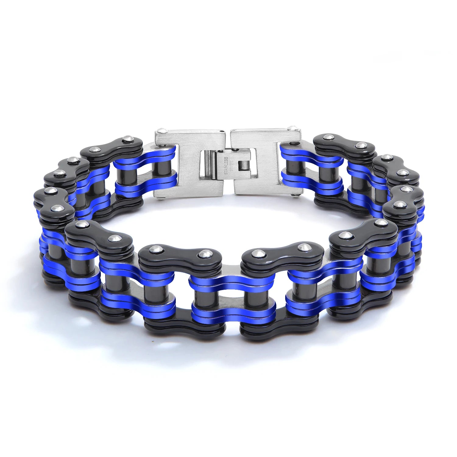 Hot Sale Multi-color Stainless Steel Motorcycle Chain Jewelry Domineering Mens Heavy Two-Tone Biker Bicycle Chain Bracelet