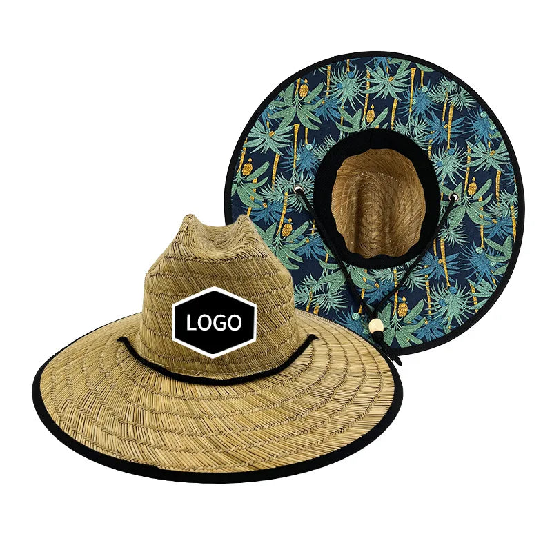 Unisex Custom Logo Panama Straw Hats Bulk Wholesale Wide Brim Striped Hollow Grass Travel Business Fishing Ski Casual Cycling