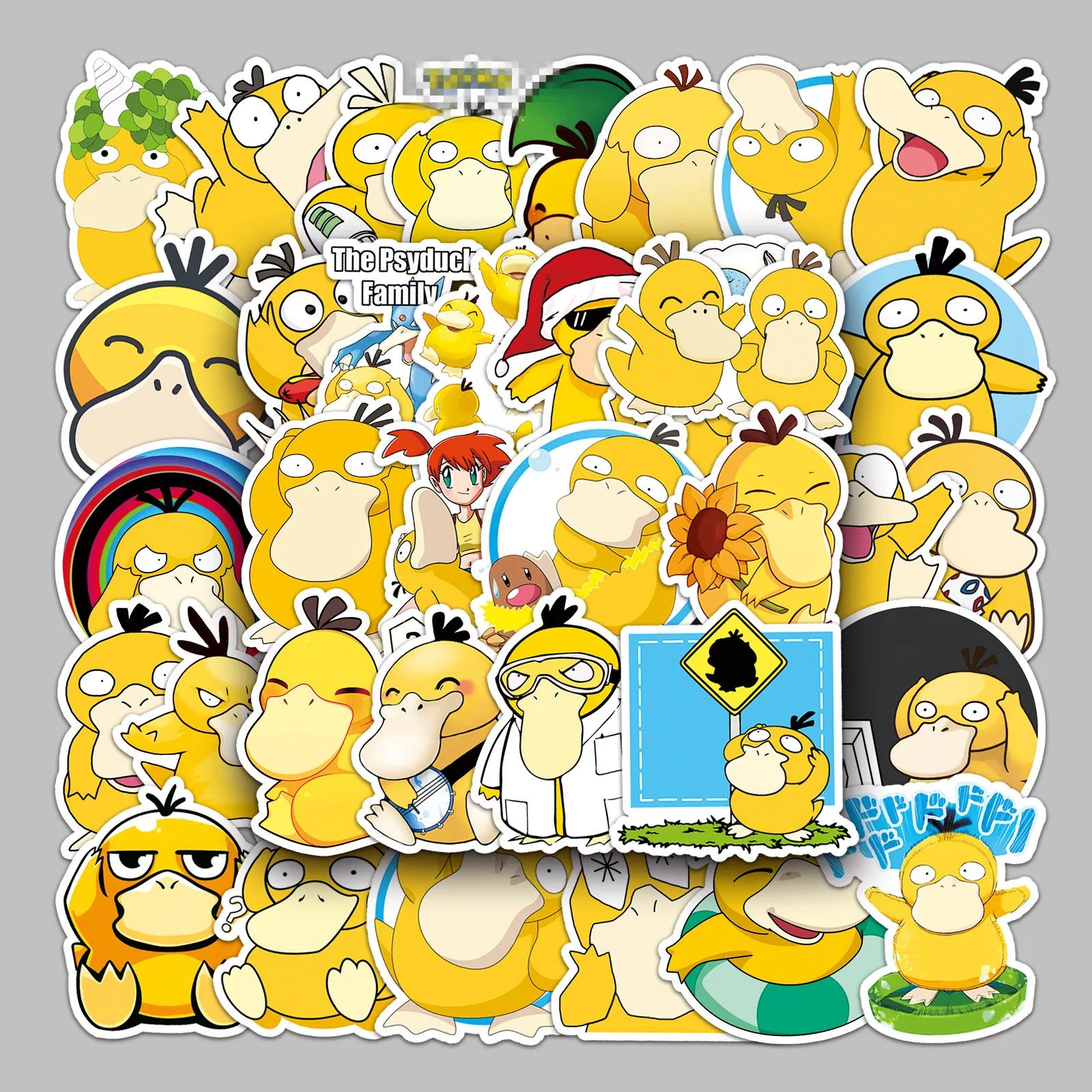 50PCS Pretty Cute Dancing Psyduck Vinyl Sticker for Kids Bottle Skateboard Notebook