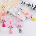 2025 New Silicone Beads Keychain Creative Bow Tassels Mama Teacher's Day Charm Key Chain