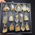 Fashion Sterling Silver Crystal Jewelry Gemstone Natural Rutiled Quartz Freeform Pendant for Gifts