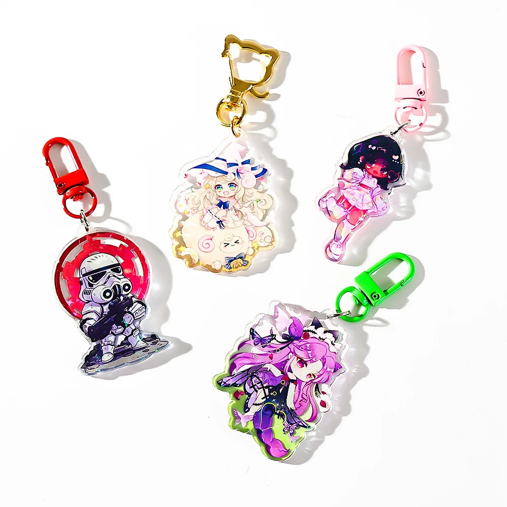 CNAWO Wholesale Custom Printed Logo Double Layer Transparent Anime Acrylic Keychain ONE Accessories Decoration Pendant