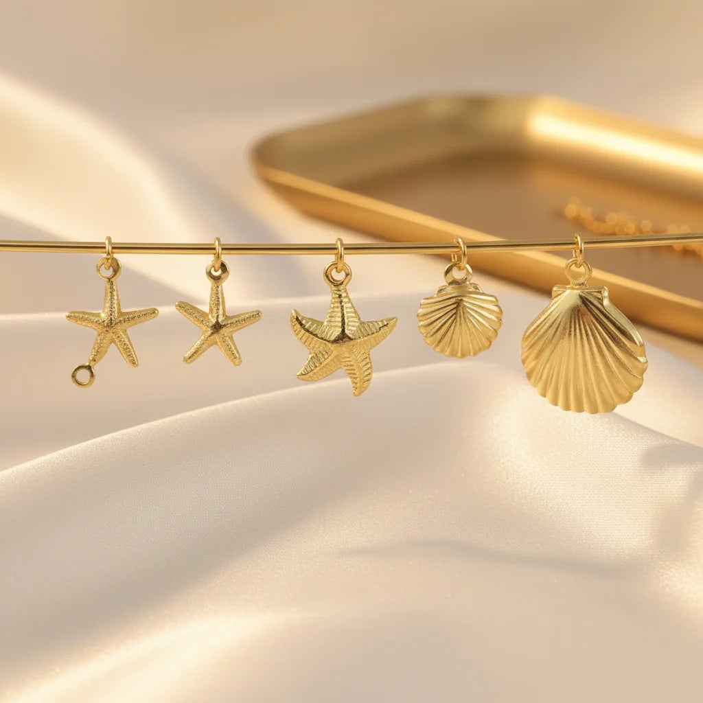 GP US 14K Gold Filled Starfish Shell Charms for Permanent Jewelry Chains Making 14KGF Starfish Shell Charms Wholesale