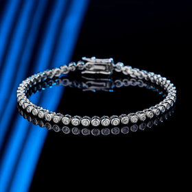 Silver 925 Original Round Brilliant Cut Total 3 Carat Diamond Test Past D Color VVS1 Moissanite Tennis Bracelet Chain for Women