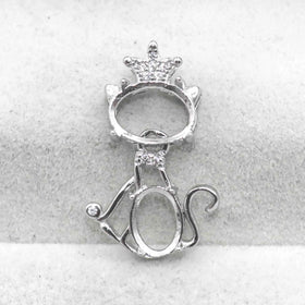 Sterling Silver 6*8+7*10mm Semi Mount Pendant Empty Frame Blank Support Setting S925 Base Without Center Stone for DIY Inlay