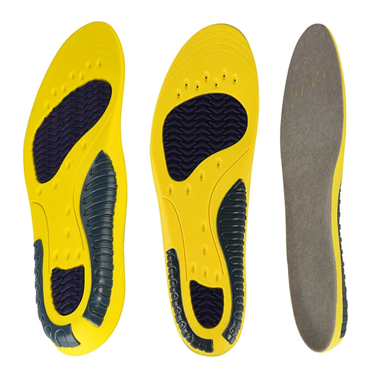 Custom Yellow PU Foam Comfortable and Breathable Sports Arch Supports Athletic Insoles for Basketball Shoes