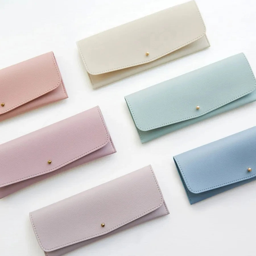Portable PU Leather Student Pen Case Fashionable Pencil Holder Pouch Pen Bag for School Use