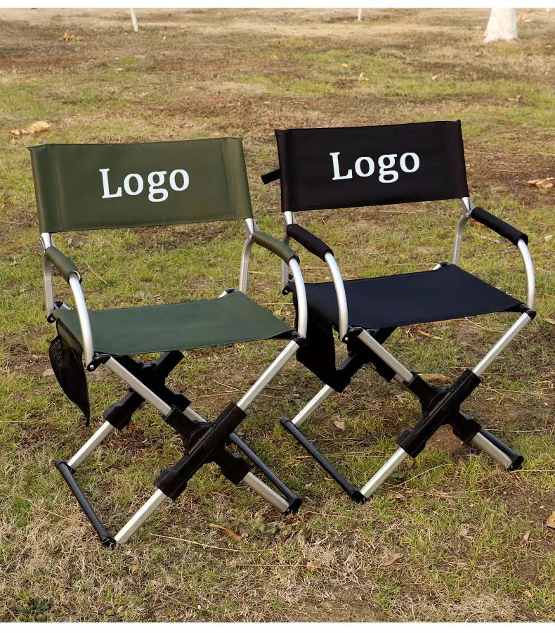 Director's Chair Lightweight Aluminum Alloy Folding Armchair Black Highly Durable for Outdoor Leisure Fishing Camping Equipment