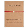 Make a Wish Heart Charm Bracelet Femme Adjustable Lucky Star Cross Butterfly Red String Women Kid Friendship Jewelry Card Gift