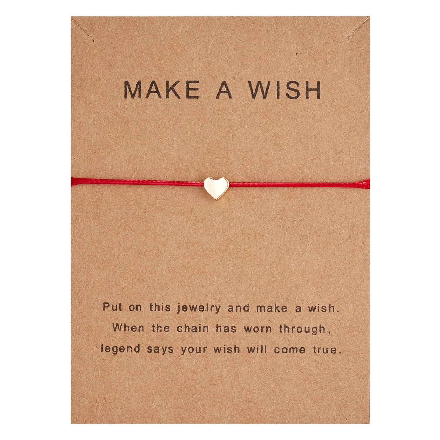 Make a Wish Heart Charm Bracelet Femme Adjustable Lucky Star Cross Butterfly Red String Women Kid Friendship Jewelry Card Gift