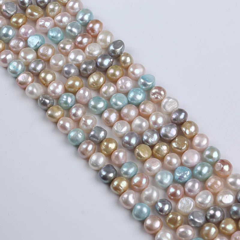 Zhuji Wholesale Natural Side Hole 8-9mm Candy Color Baroque Freshwater Pearl Beads Strands