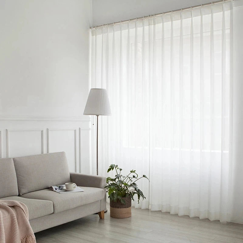 XinLan White Tulle Curtains Living Room Decoration Modern Chiffon Solid Sheer Voile Kitchen Curtain