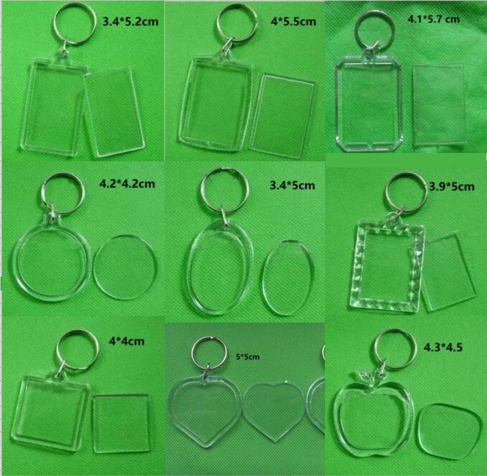 Best Selling Blank Acrylic Keychain  Picture Insert Plastic Photo Frame Key Chains