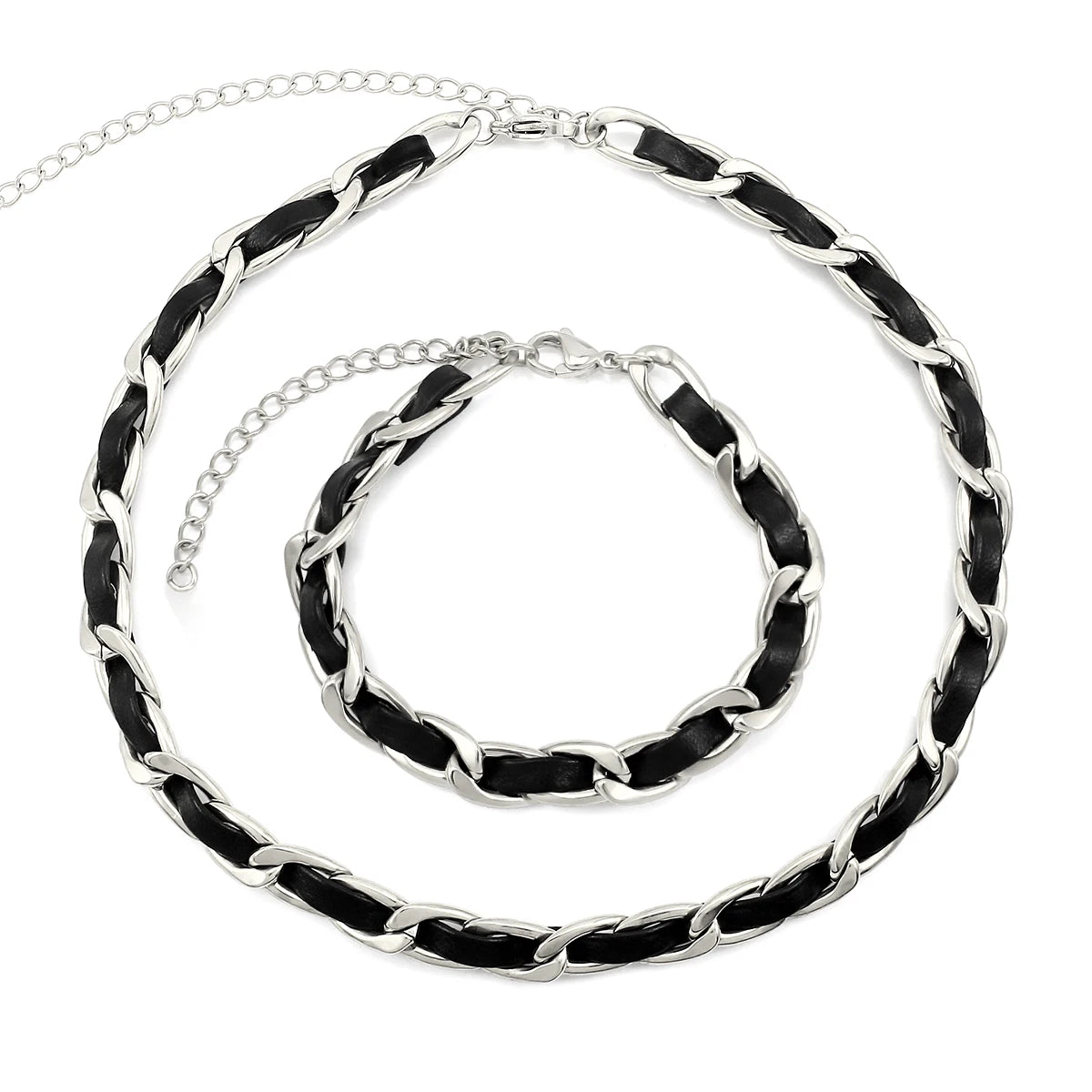 Fashion Necklace and Bangles Bracelets Set Luxury Sliver Color for Women Girl Birthday Jewelry Gift Custom