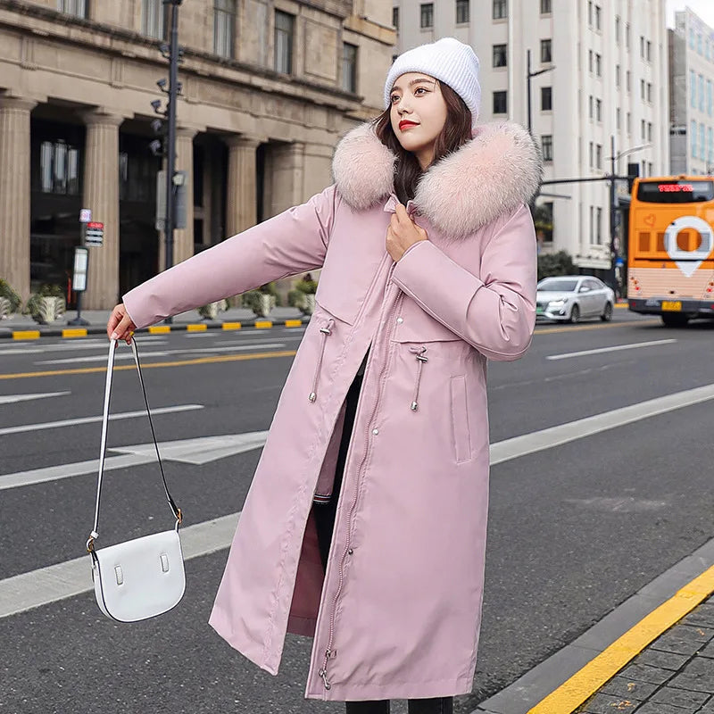 Jtfur Solid Color Cheap Winter Women Ladies Detachable Fleece Liner Women Parka Coats