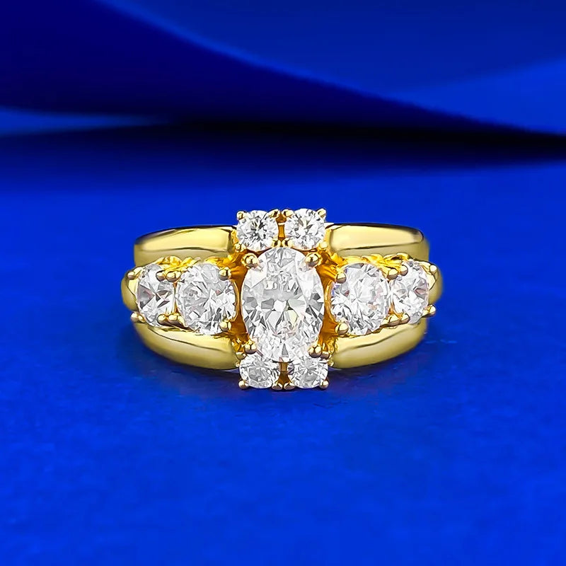 2026 New Luxury Heavy-Set Vintage-Style 925 Sterling Silver Oval Pigeon Egg 1-Carat Ring