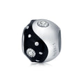 925 Sterling Silver Taichi White & Black Enamel Round Metal Charm Beads Women's Fine Pendants & Charms for Bracelet BSC192