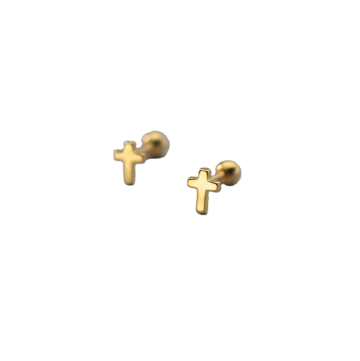 925 Sterling Silver Simple Gold Plated Cross Stud Earrings for Women Trendy Tiny Cross Screw Back Jewelry