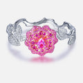 HanYu Jewelry S925 Silver Lab Grown Ruby Bangle Wholesale Women Luxury Rose Red Flower Charm Bracelet