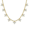 925 Sterling Silver Gold Plated Beads Chain Cubic Zircon Leaf Necklace for Women