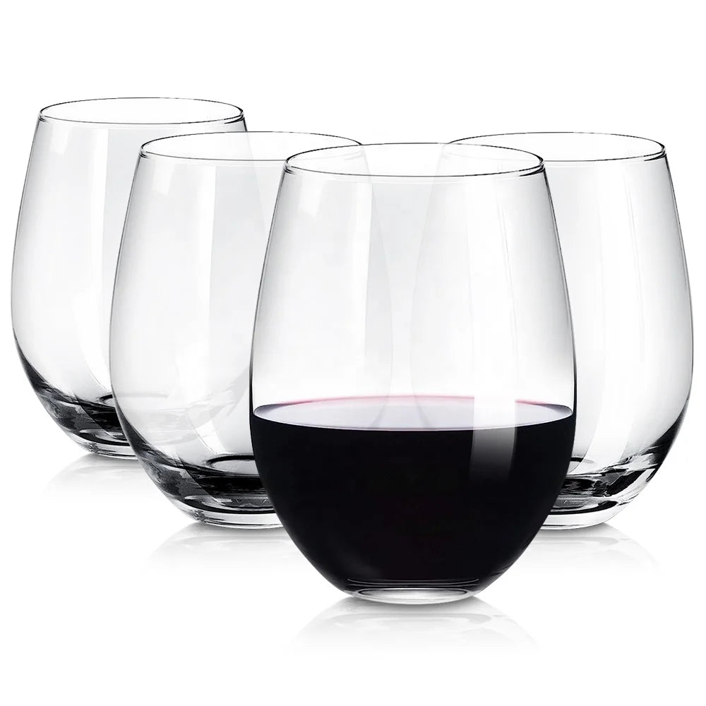 18.5oz Egg-shaped Shot Tumbler Crystal Glass Drinking Cups Stemless Red Wine Glasses
