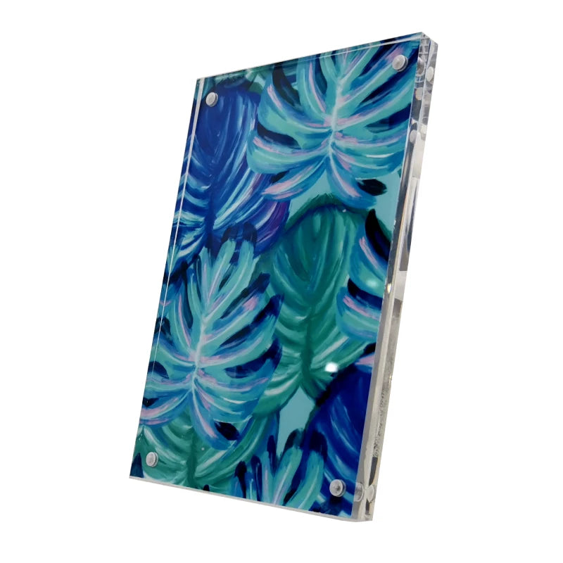 Clear Natural Modern Minimalism Freestanding Wood Acrylic Magnetic Frameless Photo Frames TIANNING Brand TNWE0285 4x6-8x10 Sizes