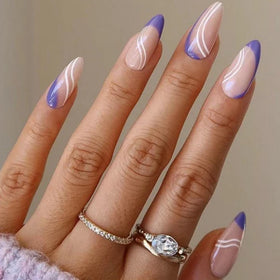 Wholesale Temooi 24Pcs ABS Almond Simple Finger Nails Press-on French Style Nails with Nail Glue