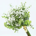 2024 Artificial Seeded Eucalyptus Leaves Stems Bulk Silver Dollar Plant in Grey Green 11.8" Tall Greenery Holiday Greens Wedding