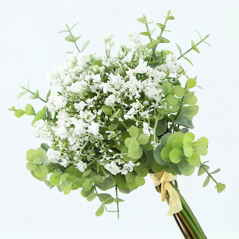 2024 Artificial Seeded Eucalyptus Leaves Stems Bulk Silver Dollar Plant in Grey Green 11.8" Tall Greenery Holiday Greens Wedding