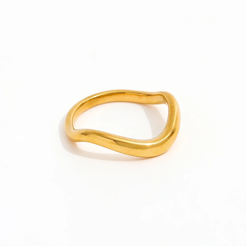 Tarnish Free Waterproof Minimalist Twist Stackable 18K PVD Fashion Gold Plated Stainless Steel Eternity Women Rings Single Piece