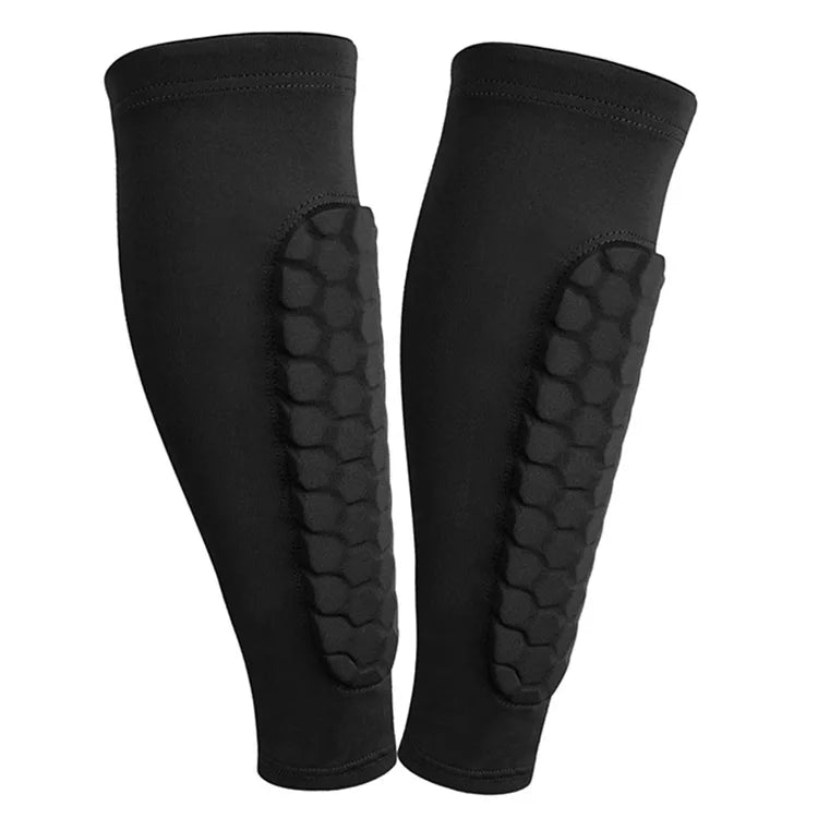 Honeycomb Football Sports Compression Calf Sleeve Brace Soccer Shin Guard Support Shin Pads