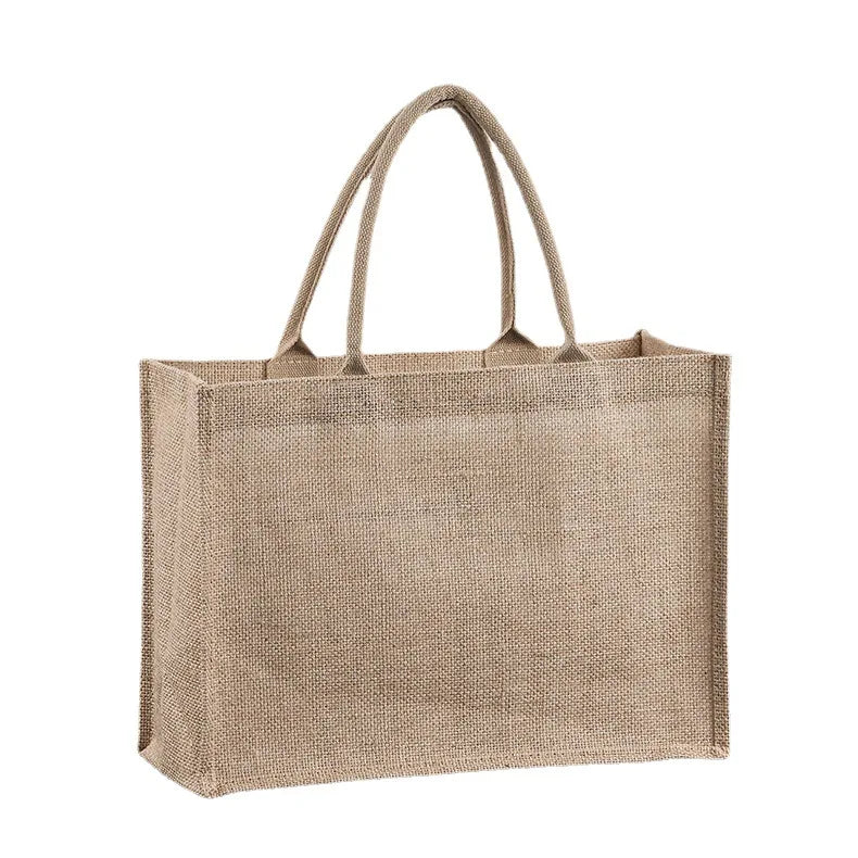 Laminated Interior Blank DIY Art Crafts for Wedding Bridesmaid Bachelorette Party Jute Burlap Grocery Beach Shopping Bag