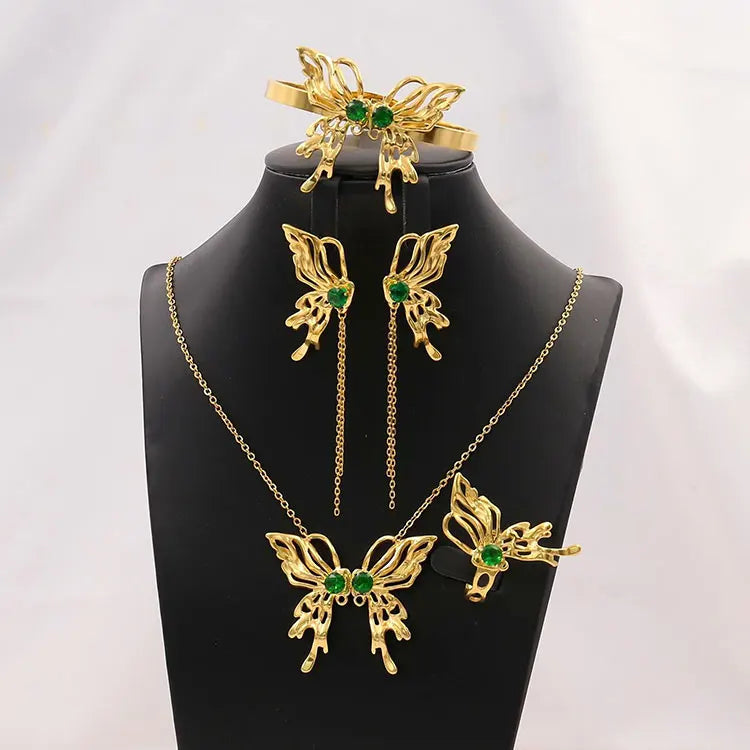 Gold Plated Jewelry Wholesale Jewelry Wholesale China Necklace Jewelry Set for Woman Butterfly 4 Piece Set