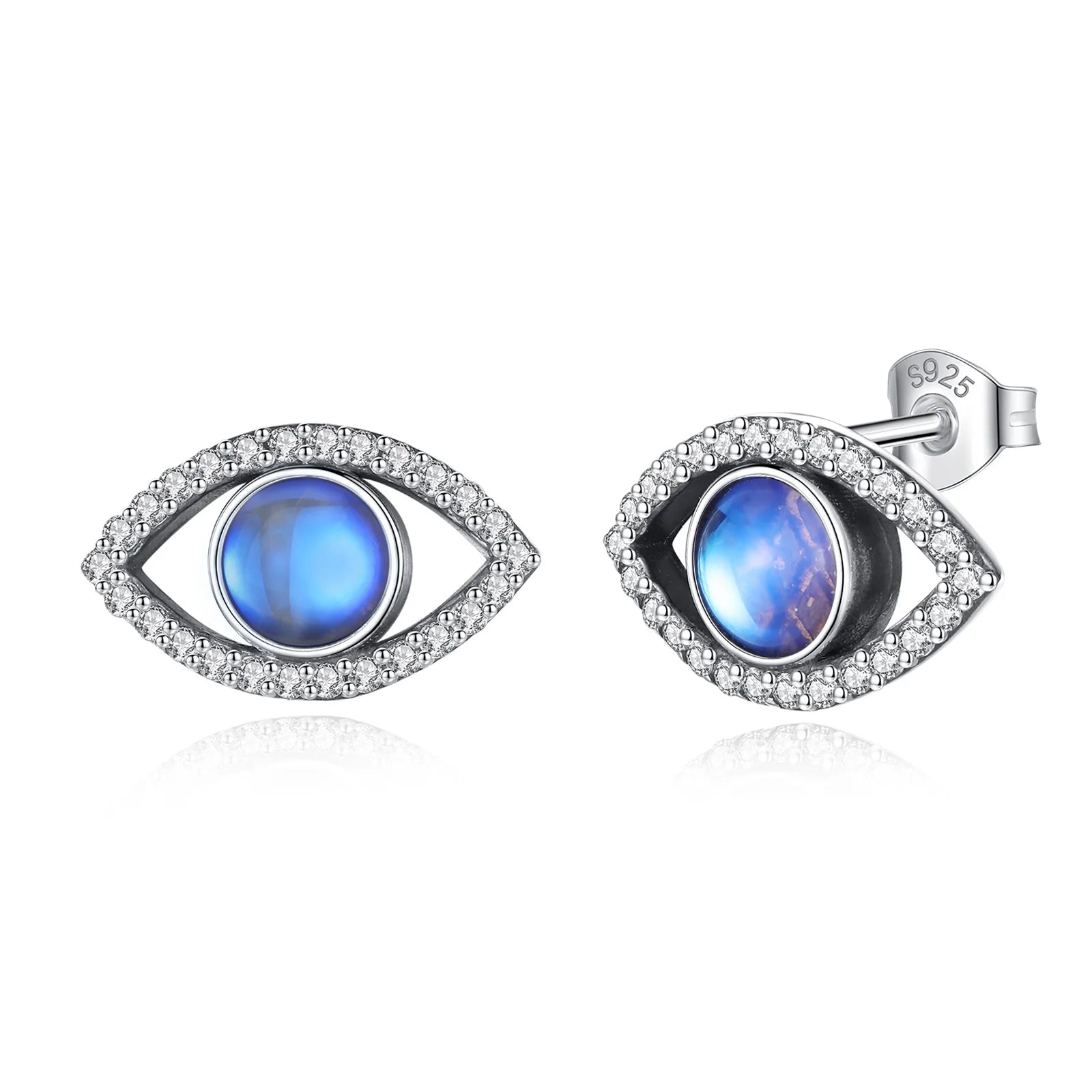 Merryshine 925 Sterling Silver Tiny Evil Eyes Studs Earrings Origin Design for Men Women Trendy Style Zircon for Weddings Gifts